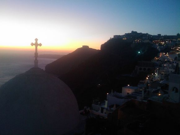 Santorini, view of Fira, in left side the Catholic church