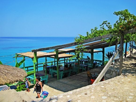 Lefkada island, the taverna in Gialos beach