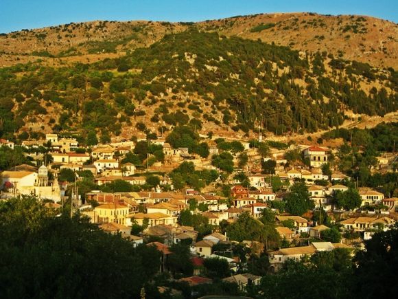 Lefkada island, the village of Exanthia-Rachi, a traditional village located in a mountainous region.