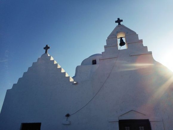 Mykonos august 2017, The Church of Panagia Paraportiani in Mykonos (Virgin Mary) is among the most photographed churches not only in Mykonos, but in the whole world. It is located at the entrance of Kastro neighbourhood, right by the sea.