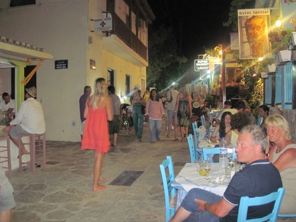 Lekada, main road of Agios Nikitas village.