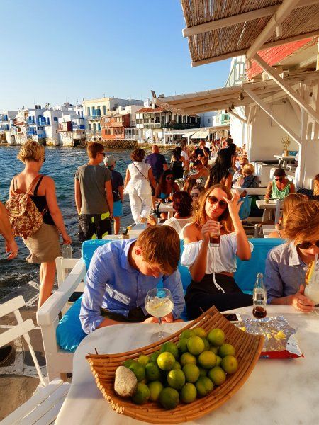 Mykonos august 2017, Little Venice is fully geared up to cater to the whims and fancies of the discerning international travelers. There are plenty of entertainment options ranging from pulsating discotheques to well-stocked bars where party animals are known to jive well past midnight. Art galleries too abound here and exhibitions of renowned artists area a regular feature.