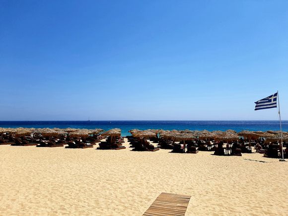 Mykonos July 2021, View from Elia Beach Restaurant