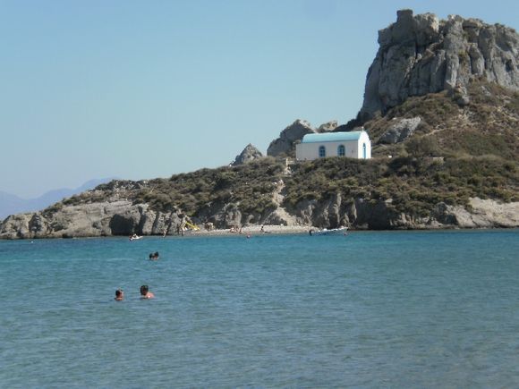 St. Nicholas church in Kastri island,  in front of Agios Stefanos beach