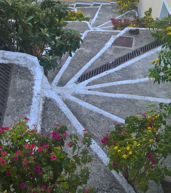 Stairs in Lakones, traditional Greek old village near Paleocastritsa, Corfu