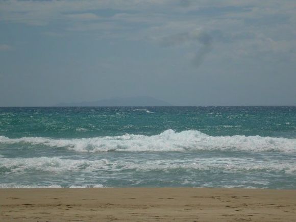 a bit rough sea at pyrgaki beach, naxos