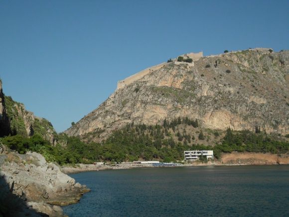 view of palamidi castle and arvanatia beach