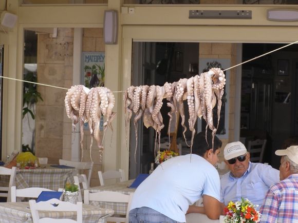 Octopus drying outside an Aegina traverna