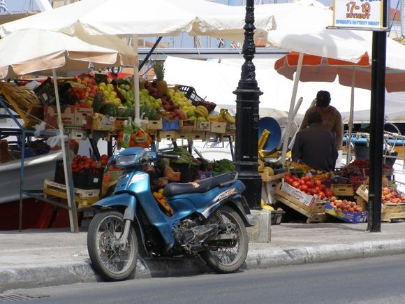 Fruit and Veg market quay side Aegina Town