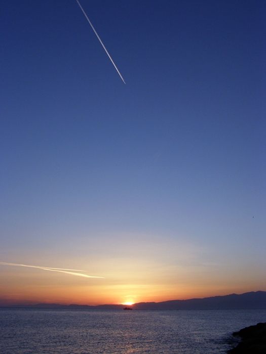 Beautiful greek sunset above south Thassos