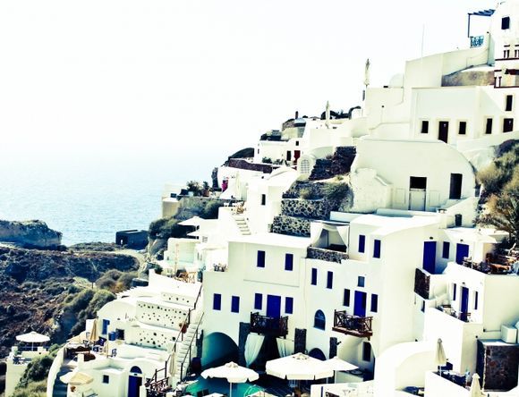 The spiralling village of Oia