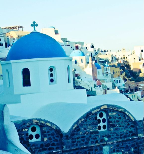 One of the many gorgeous blue domed churches in the village of Oia