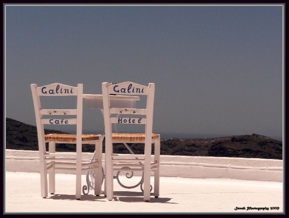 Chairs at Galini Cafe Firastefani