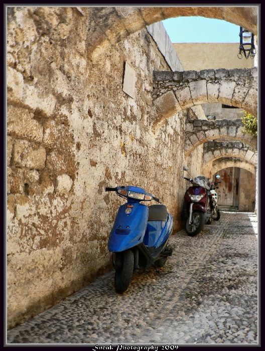 Scooters in Rhodes old town