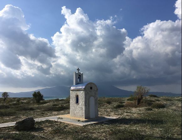 Tiny church at Drapanias beach near Kissamos, Crete