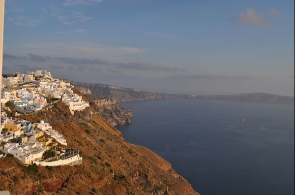 The view of Fira from our balcony at the Ira Hotel