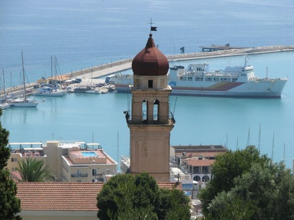The church of Virgin Mary Pikridiotissas and the harbour.