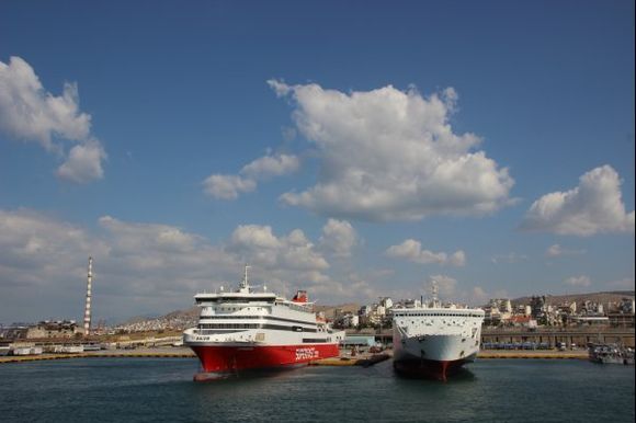 Pireus harbour in the morning.