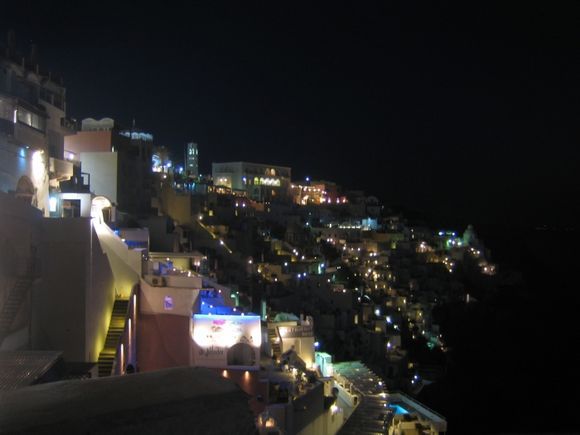 Fira at night floating in the sky