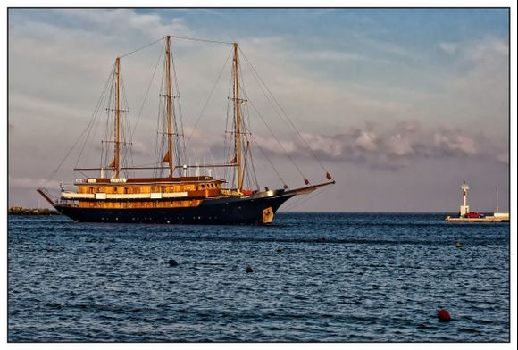 Galileo departs Tinos Harbour