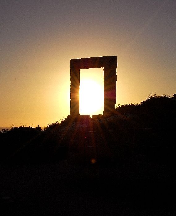 Sunset seen through the Naxos portara