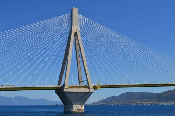 The Rio Antirrio Bridge from the ferry