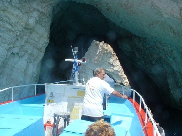 Zante, Entering one of the Blue Caves.