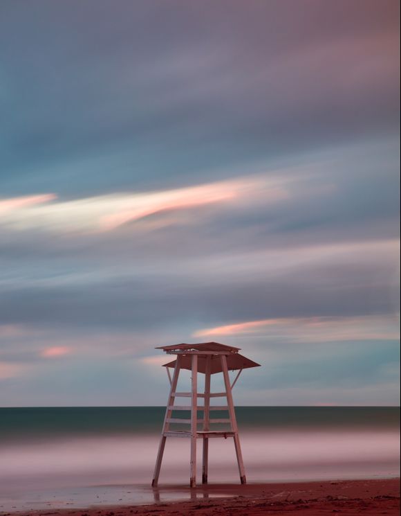 Winter sky into the blue hour Issos beach.