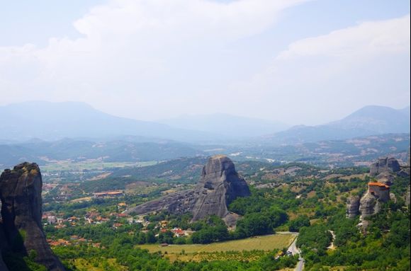 View of the Meteora mountain area in Greece.