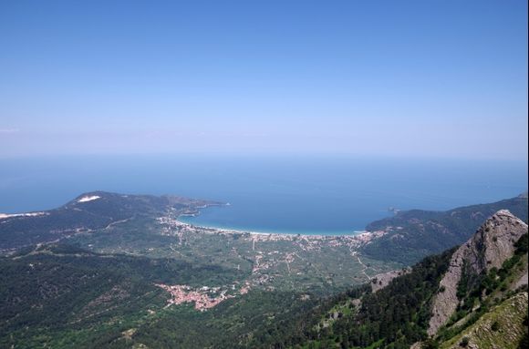 General view of Thassos island, from the top of Ipsarion mountain.
