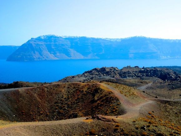 View of Santorini from Nea Kameni
