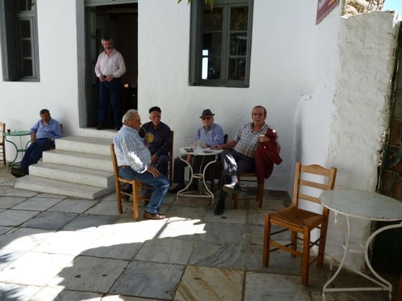 Apiranthos: The locals take a break for a cool drink in a shady spot.