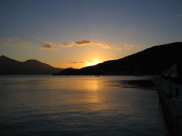 Sunset on the beach at Adamas!