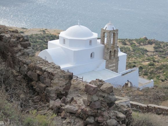 Beautiful Church with Aegean Sea for a back ground!