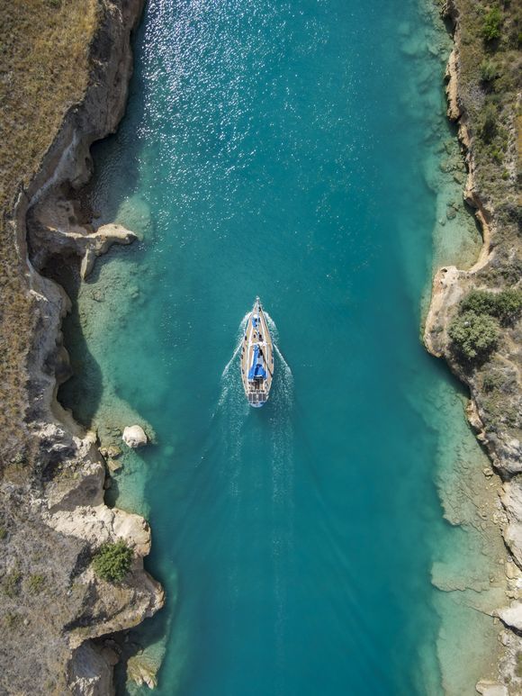 Passing through the Isthmus of Corinth