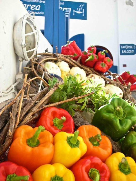 Santorini\'s colorful vegetables