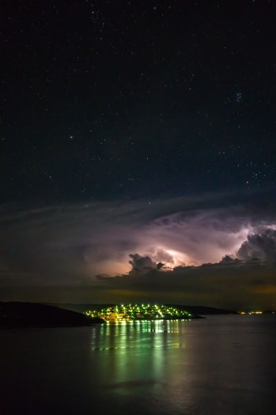 Thunderstorm at night above Pirgadikia (between Sithonia and Athos)