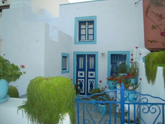 House with nice color. Pyrgos