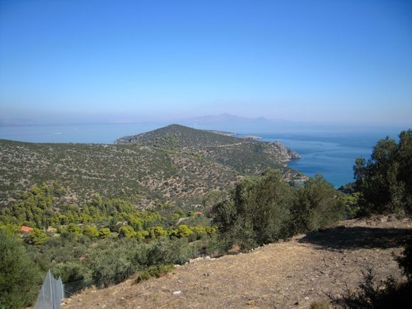 Small bay(probably Vagonia) from the mountain top near sanctuary of poseidon.
