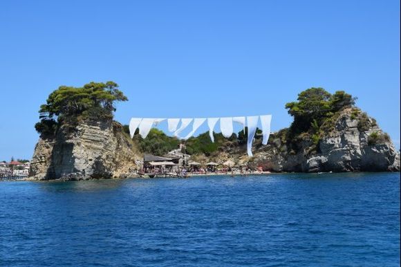 The beach side of Cameo Island .