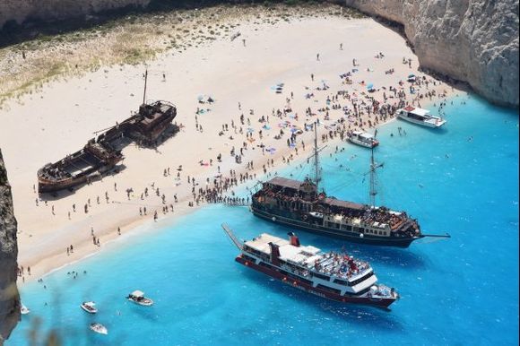 Coming and going at Navagio Beach