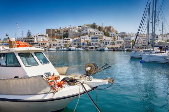 Walking in the harbor of Naxos