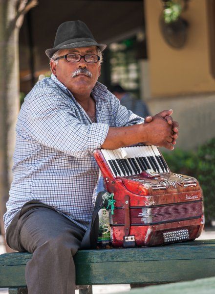 Portrait of a greek street musician.