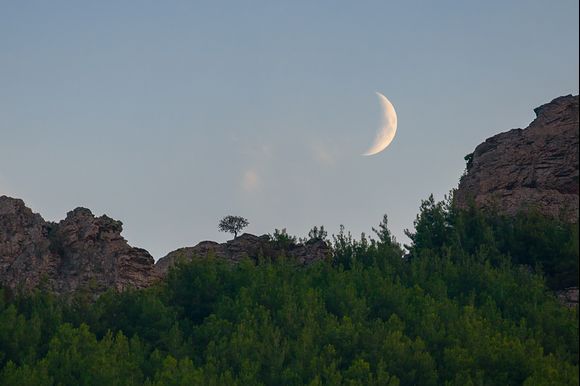 Moon above Thassos, near Paradise beach