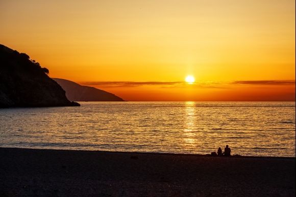 Lovely sunset in Myrtos beach