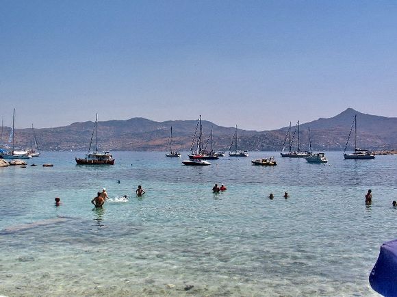 The sea at Moni island. View towards Aegina island