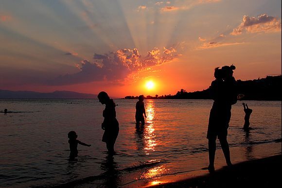 Sunset at Marathonas A beach on Aegina island