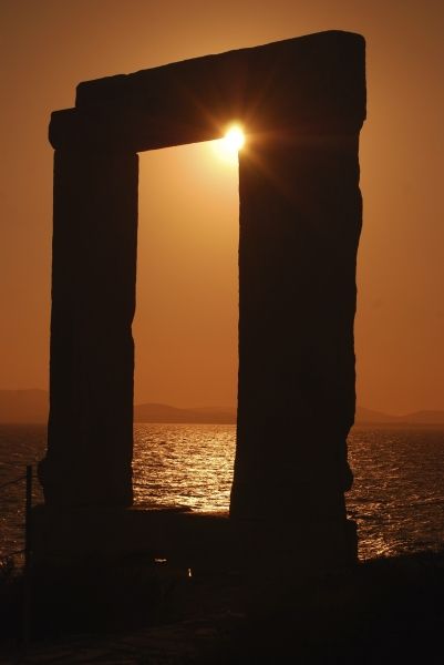 Portara in Naxos at sun set