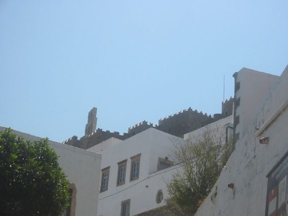 The castle is overlooking the houses at Chora