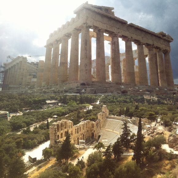 Athens Herodion and Parthenon